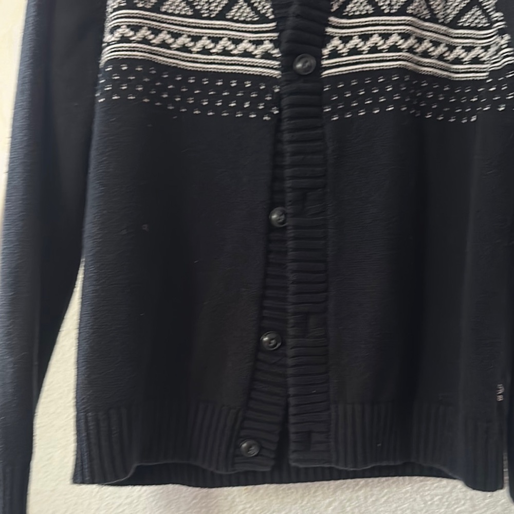 Chaps Black and White Cardigan with Nordic Patterns - Picture 4 of 5